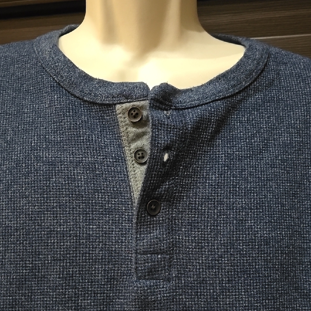 Blue Long Sleeve Henley Shirt